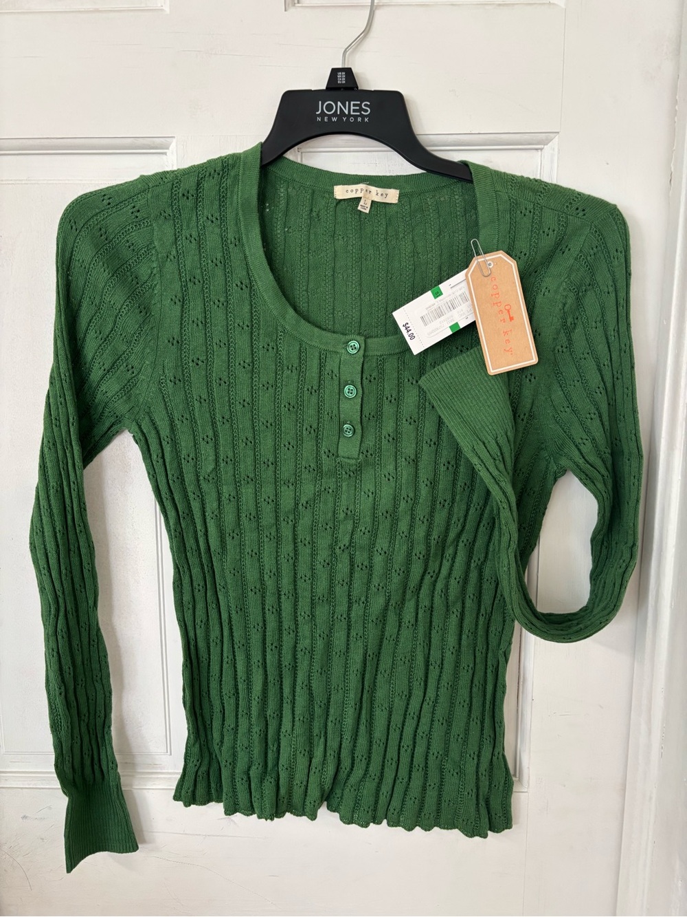 Copper Key Emerald Green Knit Button-Front Cardigan